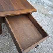 Table basse de ferme rustique ancienne un tiroir -1m42