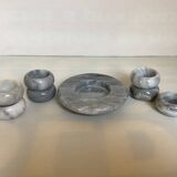 Eight grey-white marble candlesticks