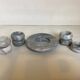Eight grey-white marble candlesticks