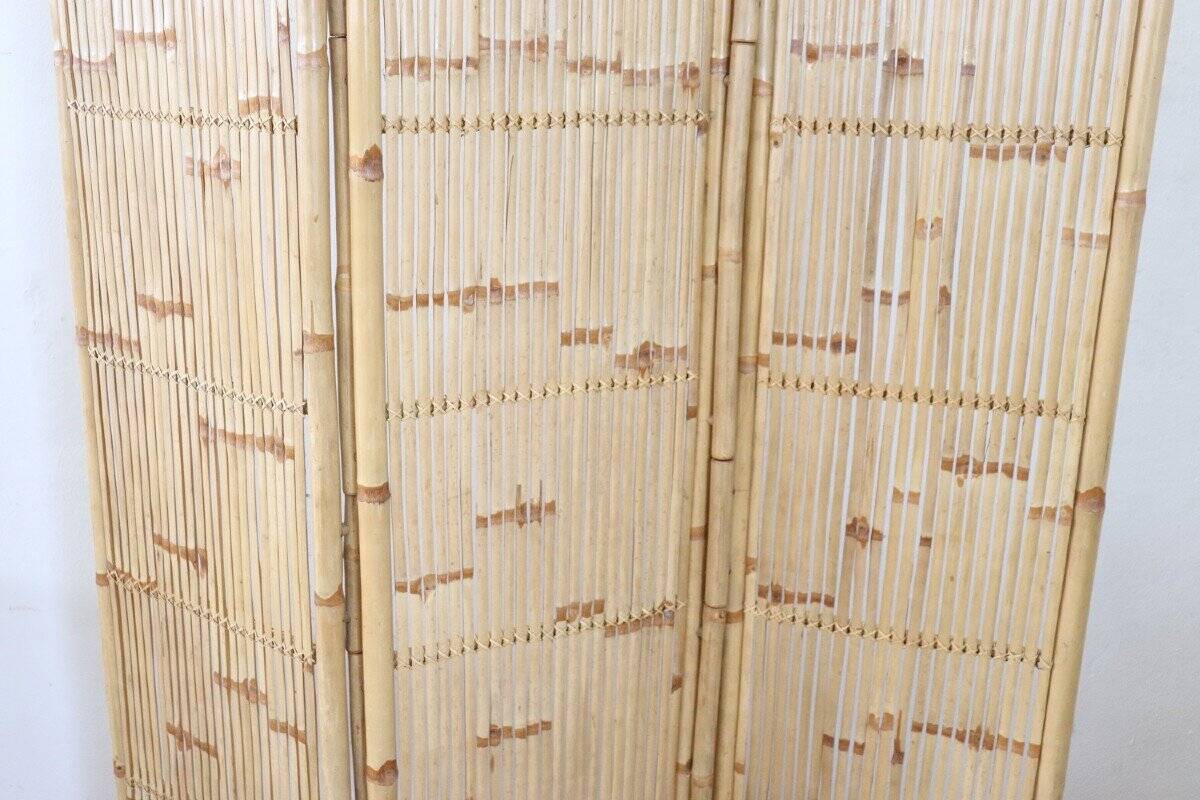 Vintage 3-panel bamboo screen, 1980s