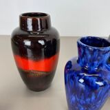 Set of Five Vintage Pottery Fat Lava Vases Made by Scheurich, Germany, 1970s