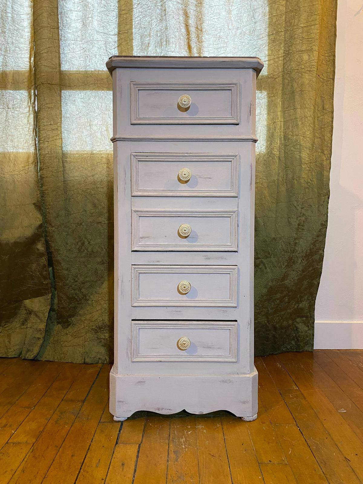 Renovated 19th-century bedside chest.