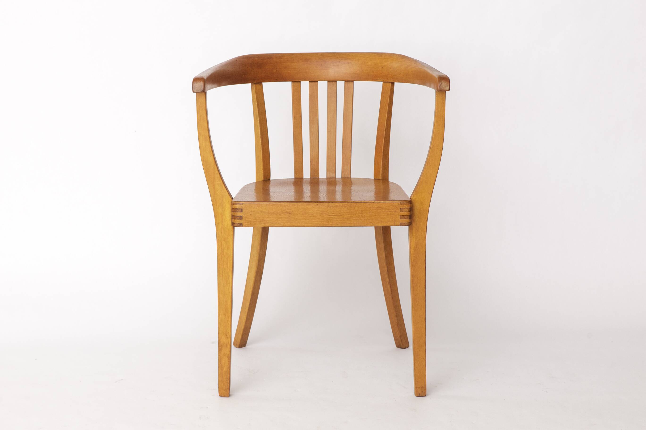 Vintage Beech Armchair – 1950s/60s German Chair – Restored Mid-Century