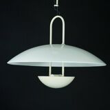 Vintage 1990s White Pendant Lamp with Glass Top Shade. Italy
