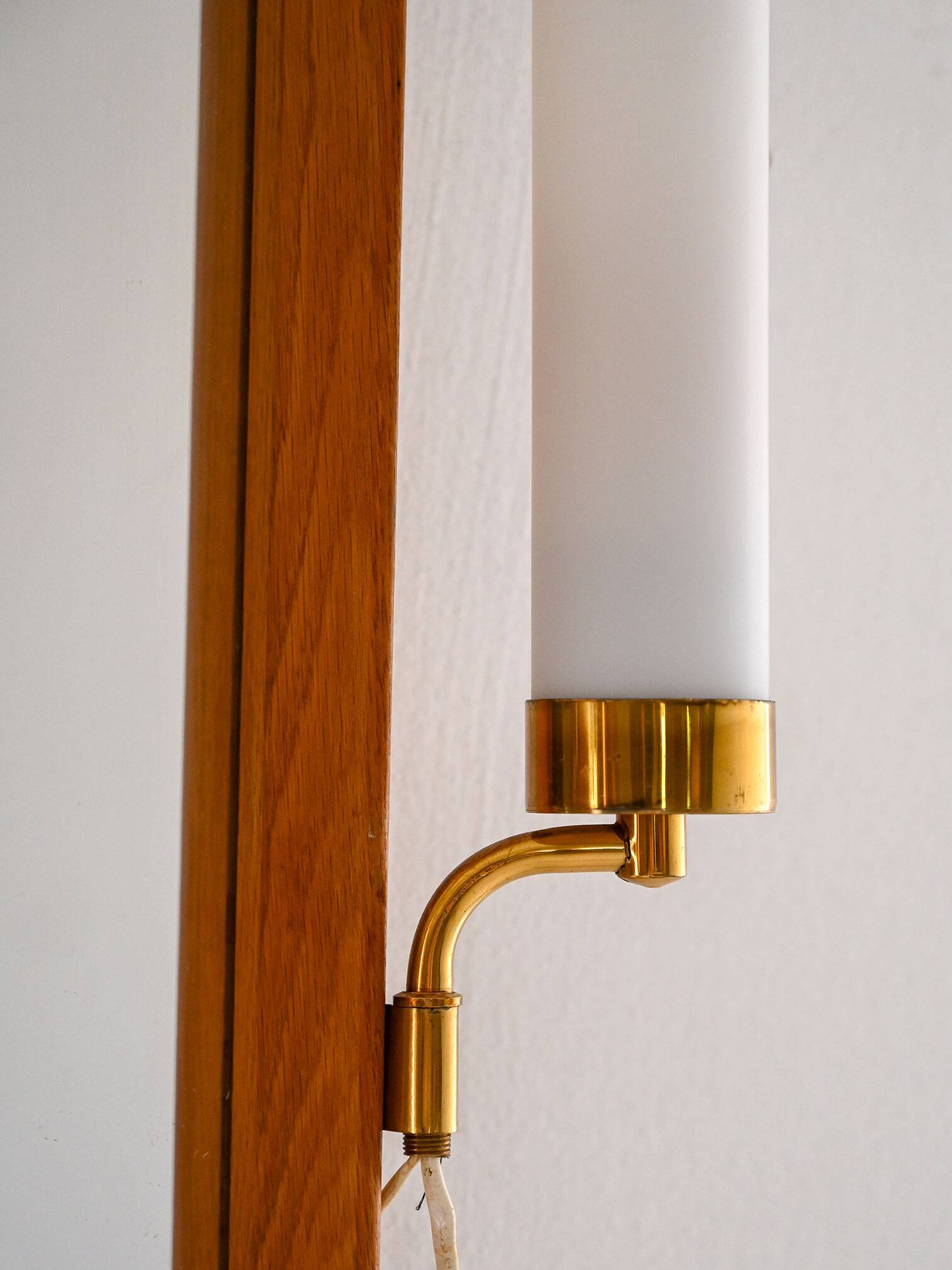 1950s Vintage Mirror with Integrated Brass Sconces