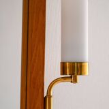 1950s Vintage Mirror with Integrated Brass Sconces