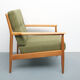 1960s armchair in cherrywood, new cushions in green