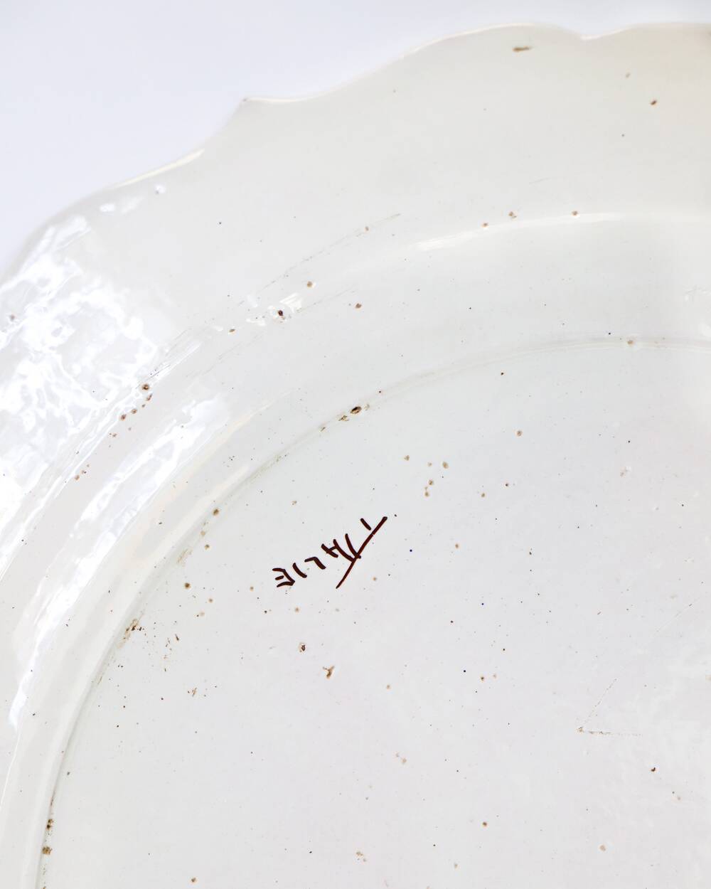 Large Vintage Hand Painted Italian Ceramic Plate with Flowers