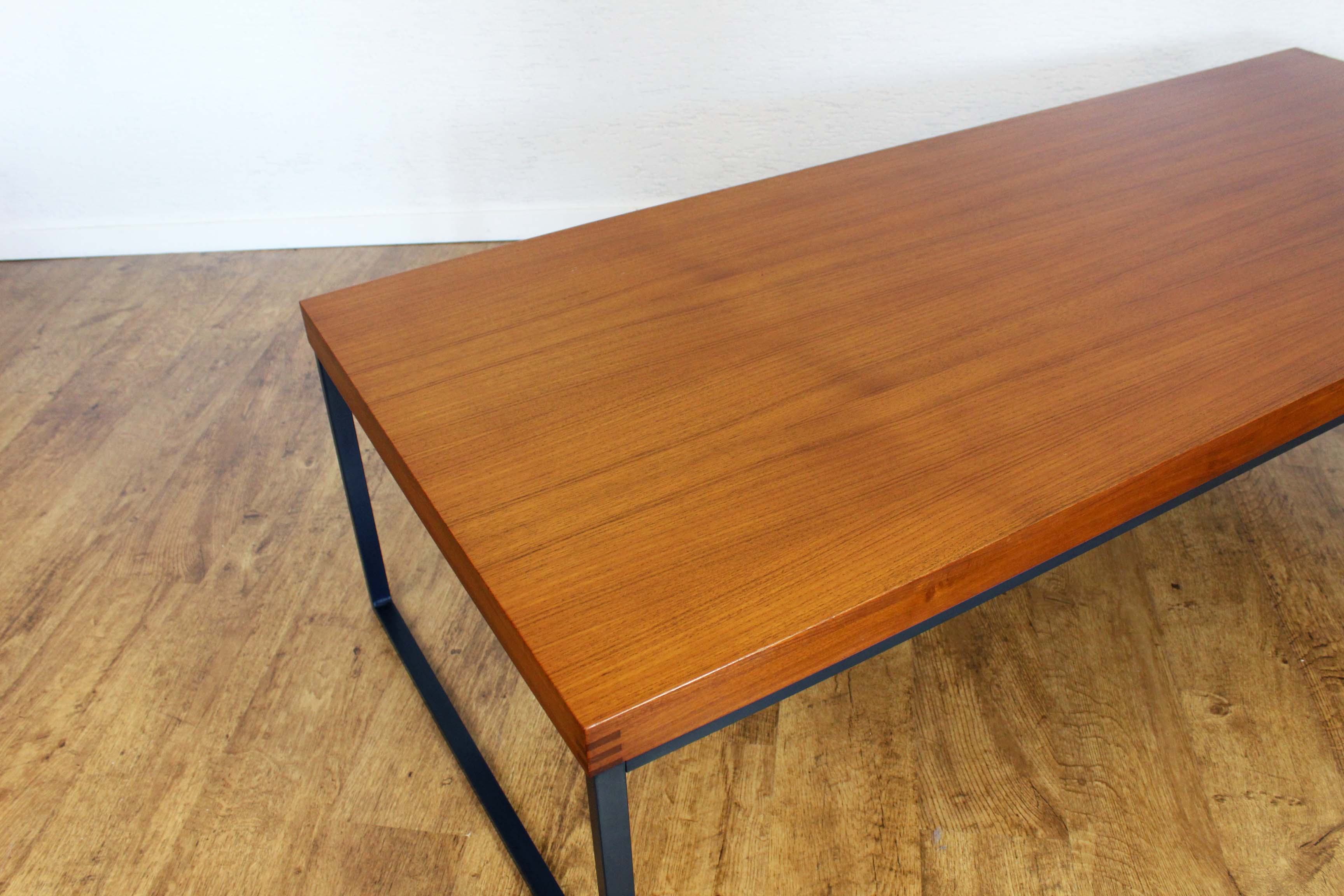 Large teak and metal coffee table