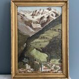 Old painting, mountain landscape signed Billet