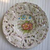 Boch & freres (b&f) plates openwork cracked ceramic vintage floral pattern