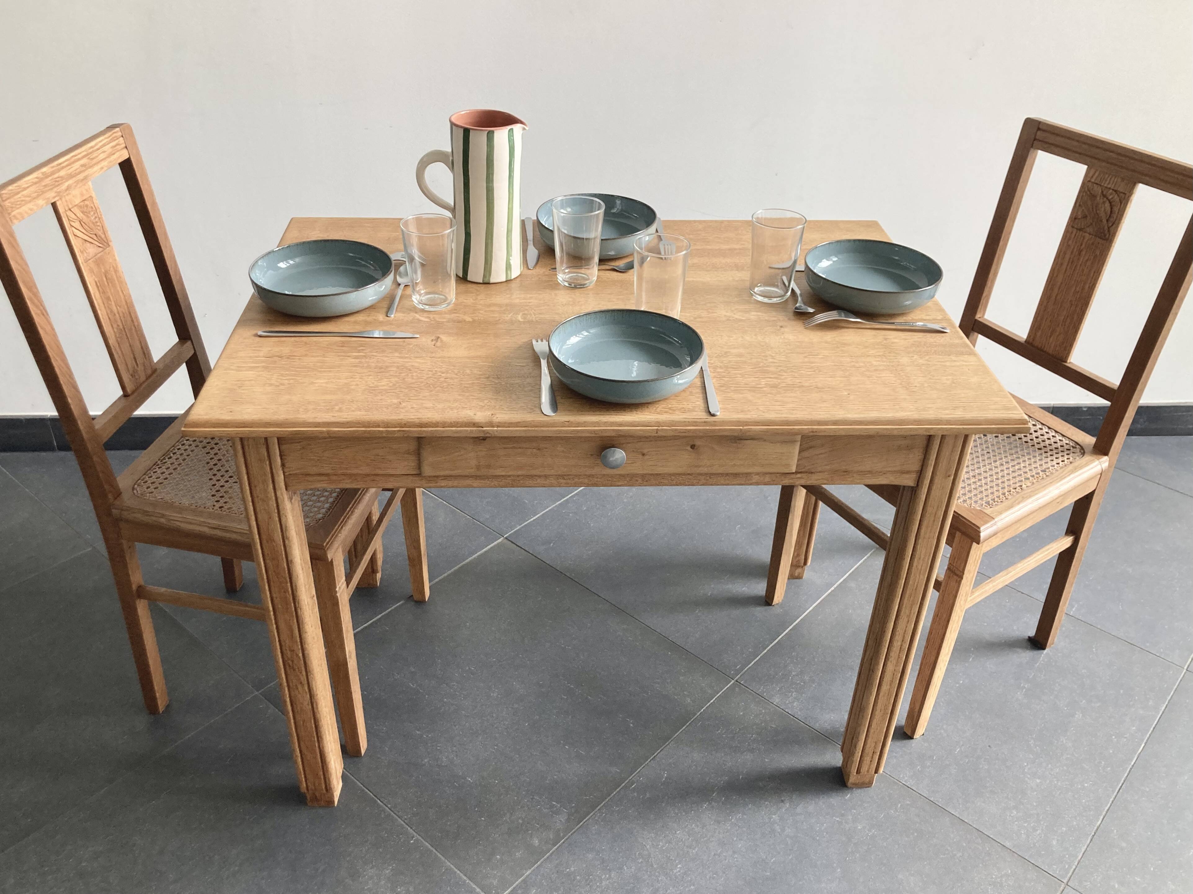 Vintage solid beech table – renovated – 1960s