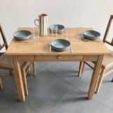 Table vintage en hêtre massif – rénovée – années 60