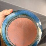 Old Round Vase Ceramic Germany Signed Erik Blue Decor