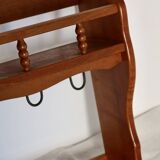 Vintage wooden wall shelf and hooks