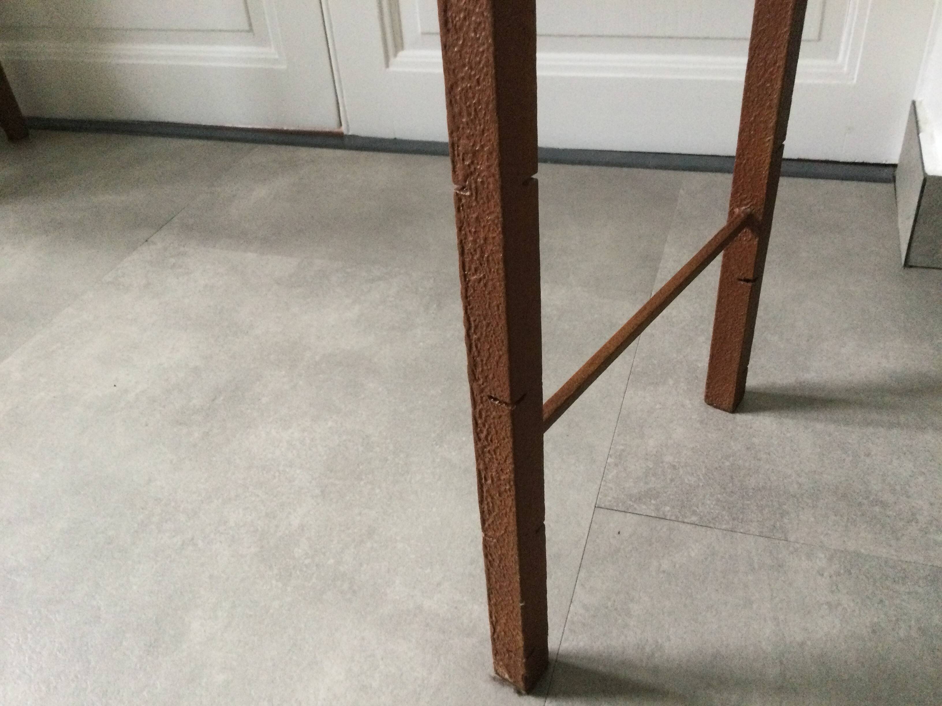 Perforated sheet metal and wood console