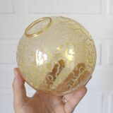 Wooden sputnik vintage pendant lamp / mid-century rustic hanging lamp 1970s