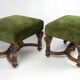 Important Pair of Sculpted Walnut Stools, Louis XIV Style