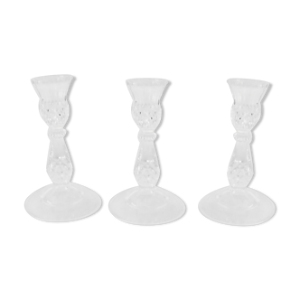 Series of 3 candlesticks in cut crystal