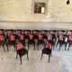 Set of 27 black and red bistro chairs – All wood