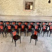 Set of 27 black and red bistro chairs – All wood