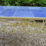 Ceramic tile coffee table & vintage wrought iron base