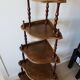 Vintage 5-Tier Corner Shelf on Legs, Turned Wood