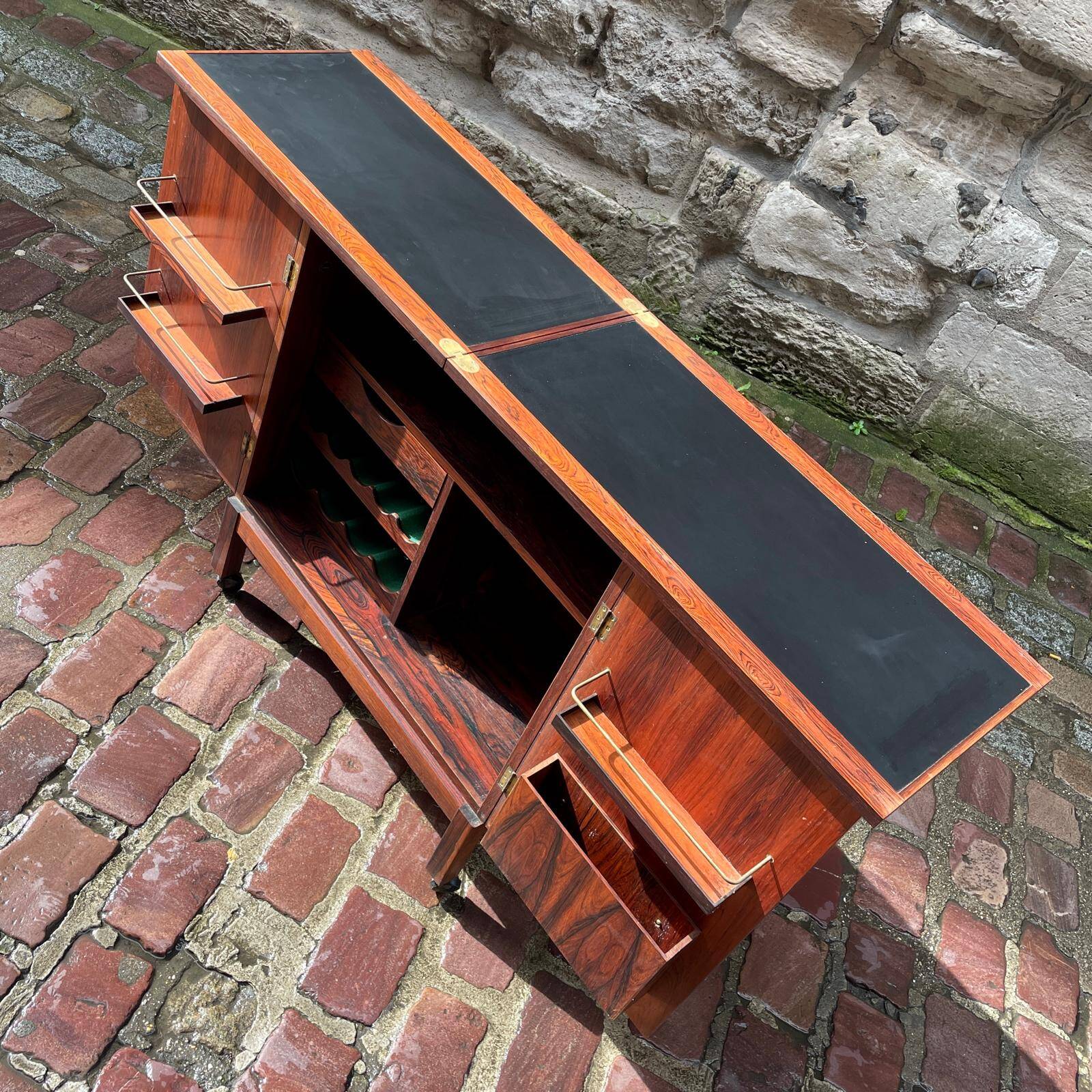 Rolling bar in Rio rosewood by Torbjorn Afdal for Bruksbo