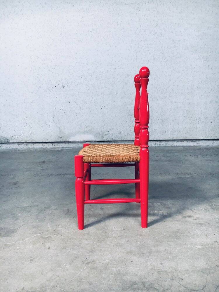 Set of Scandinavian Country Design Red Side Chairs, Sweden, 1960s