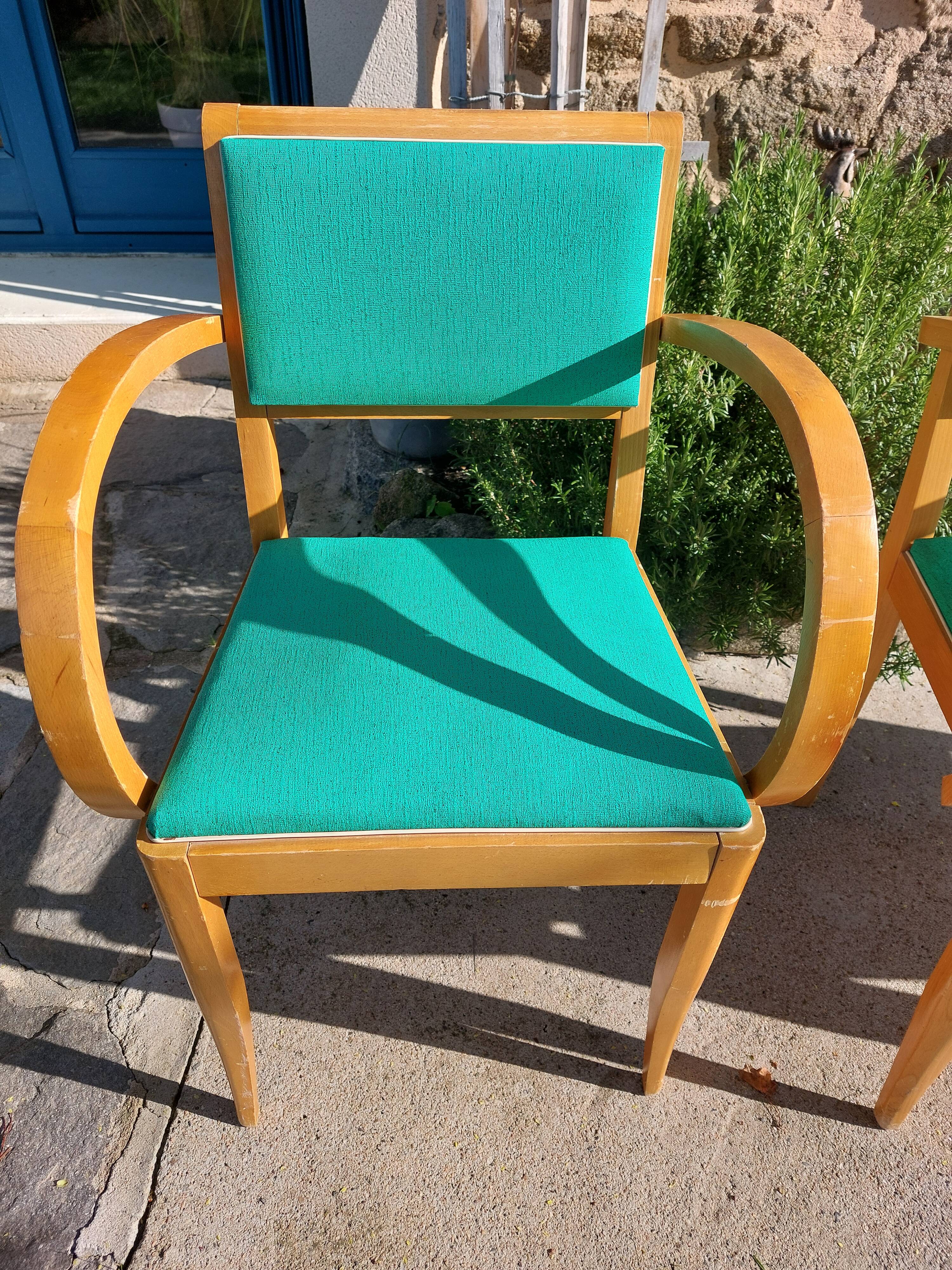 3 vintage design bridge armchairs, rounded armrests