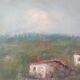 Oil canvas dwellings hill montferrat (piedmont italy) b. marino 1971