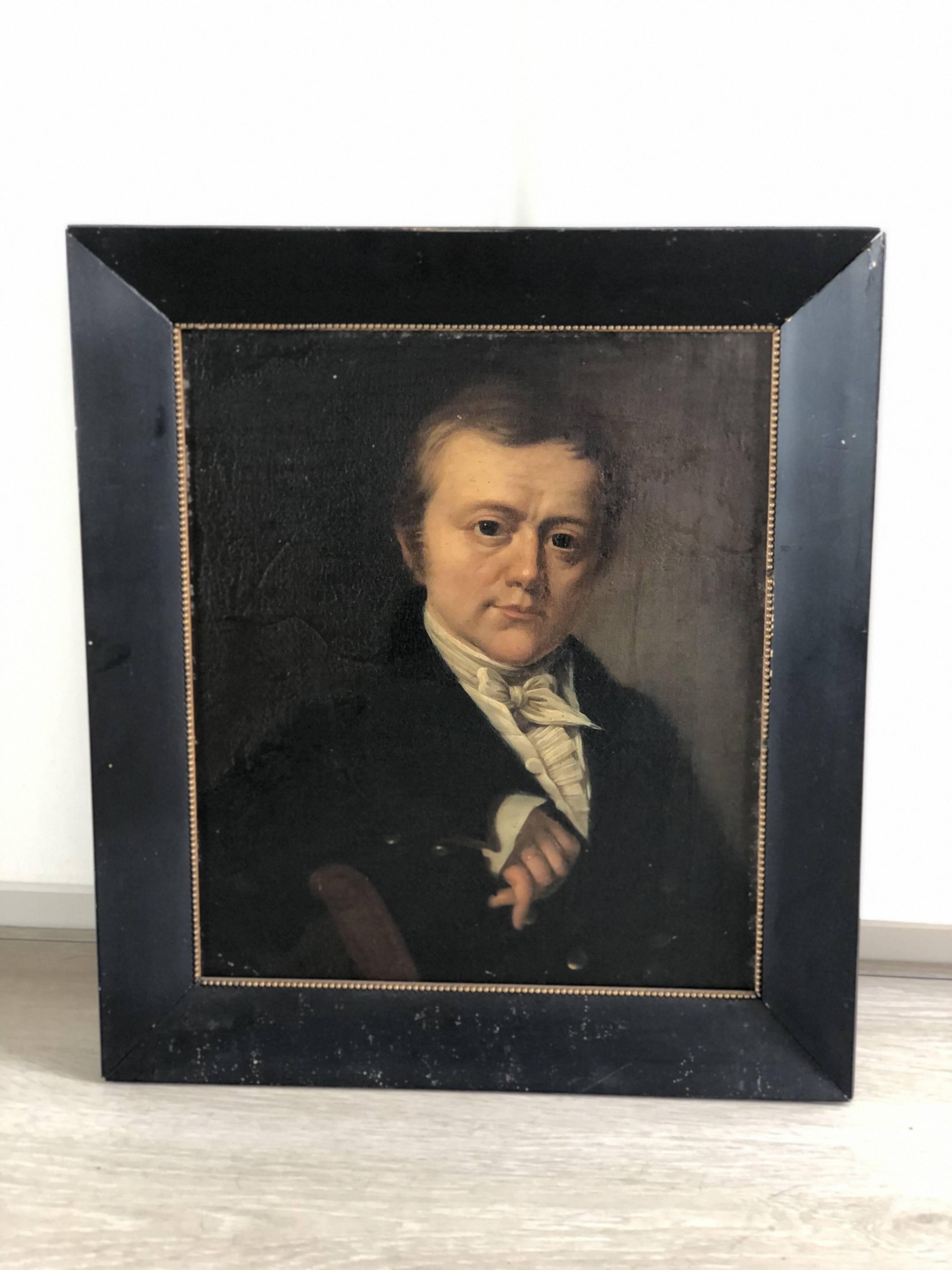 Antique Vintage Portrait Oil Painting of a Dutch Gentleman, 19th century