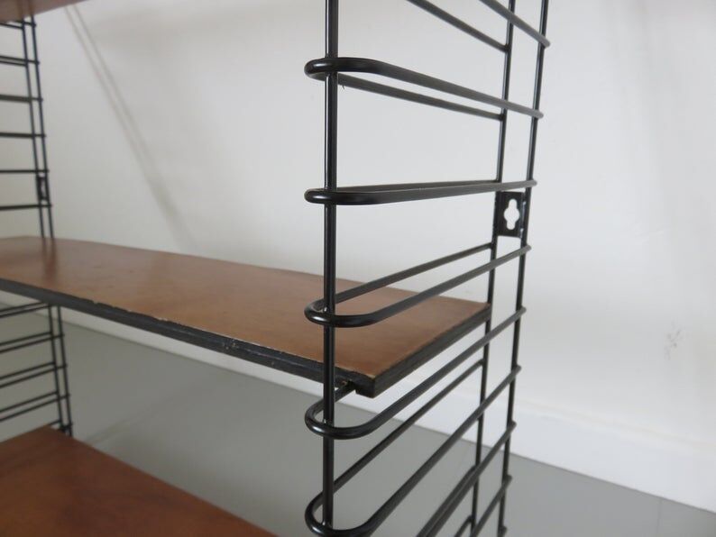 Flexible String shelf, wood and metal 50/60