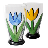 Ensemble de 2 verres en cristal Kosta Boda Tulip / Ulrica Hydman Vallien / Suédois