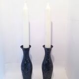 Pair of small art nouveau vases (or candlesticks) in pewter