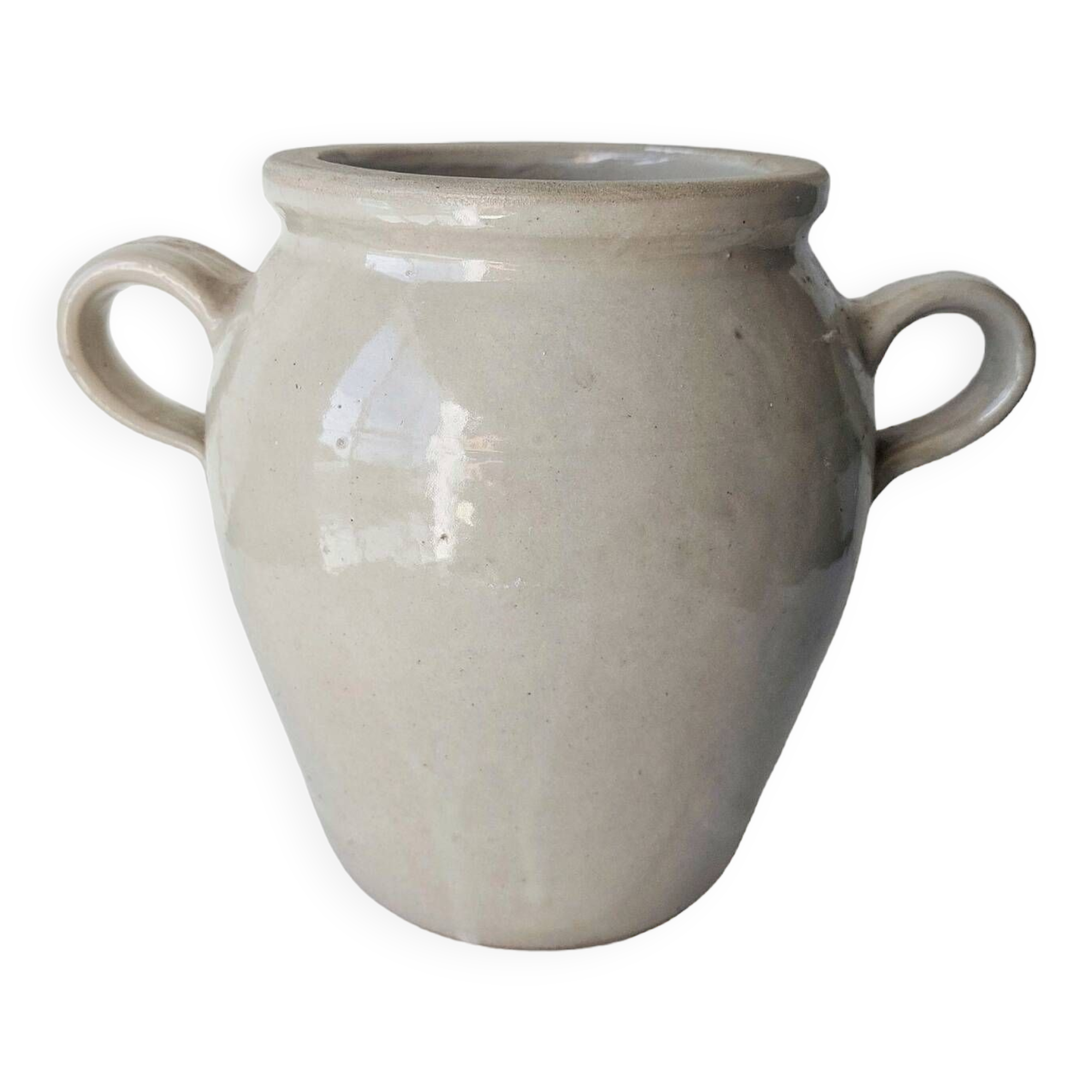 Gray stoneware pot