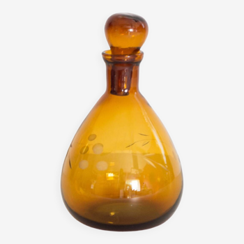 Flacon Bouteille ambrée en verre soufflé