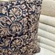 Indian cotton block print cushion with “flower” pattern - indigo blue