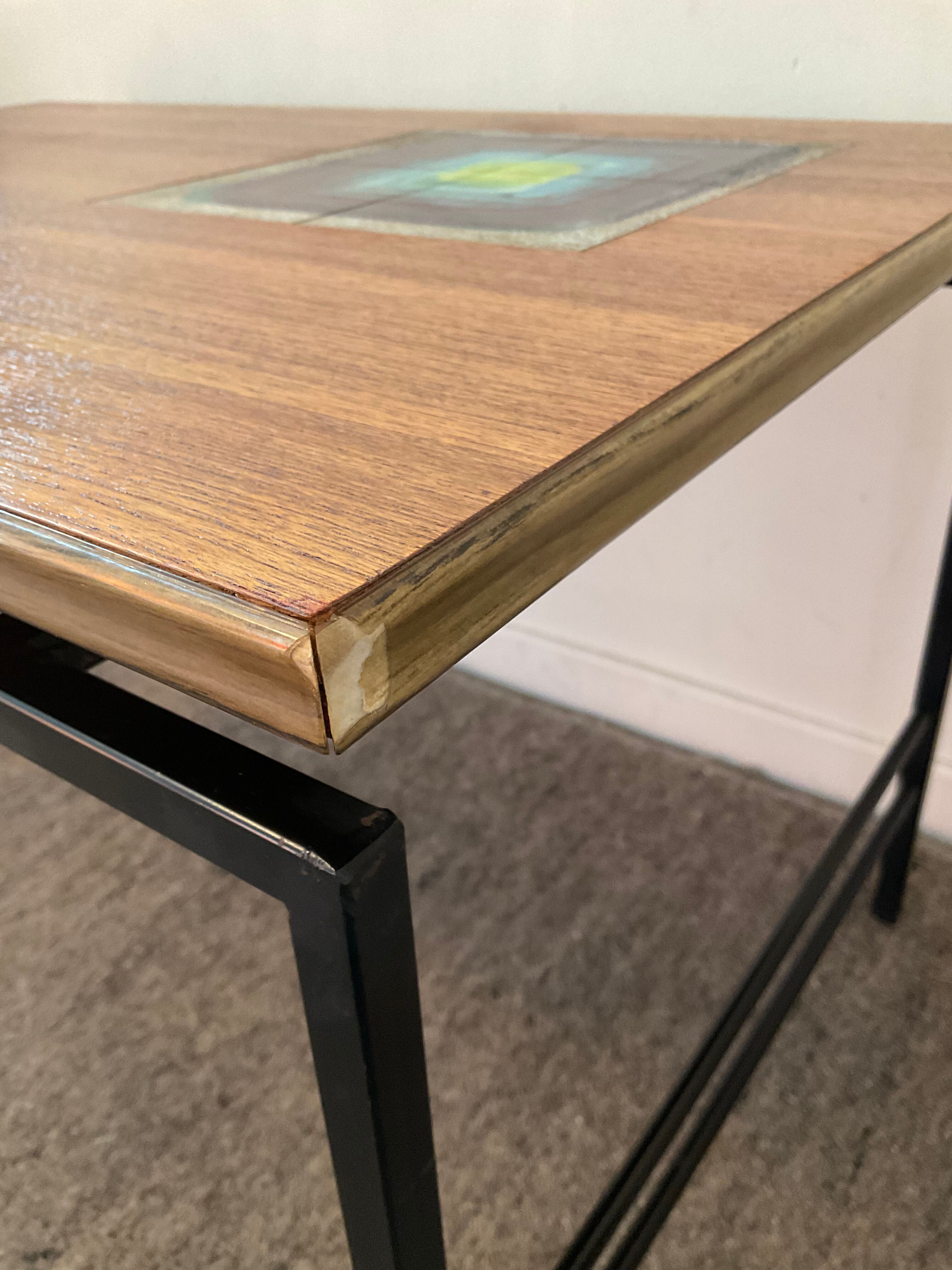 Vintage coffee table in wood and metal years 60/70