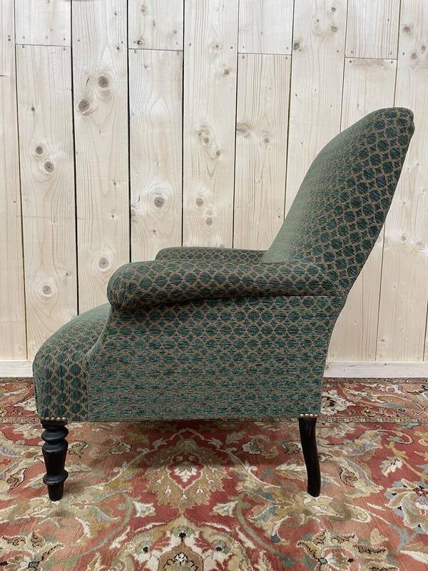 Fauteuil Bergère époque Napoléon III velours vert