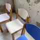 6 colorful 80s beech chairs