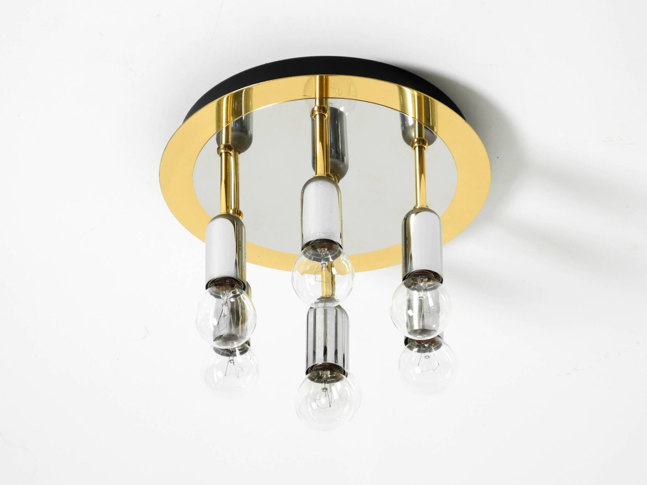 80s Post-Modern Ceiling Lamp by Schmidt Leuchtenfabrik, in brass and chrome
