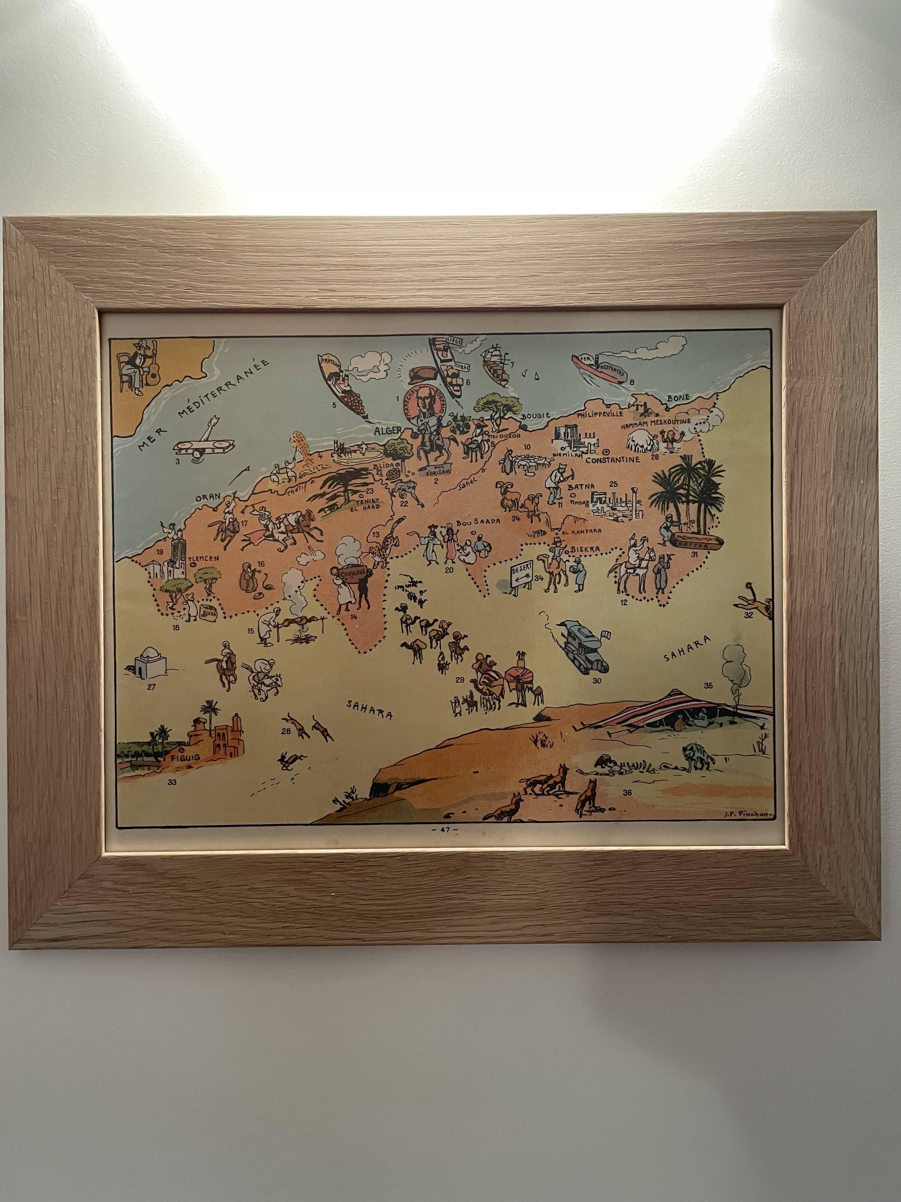 Old poster map of Algeria - JP Plichon