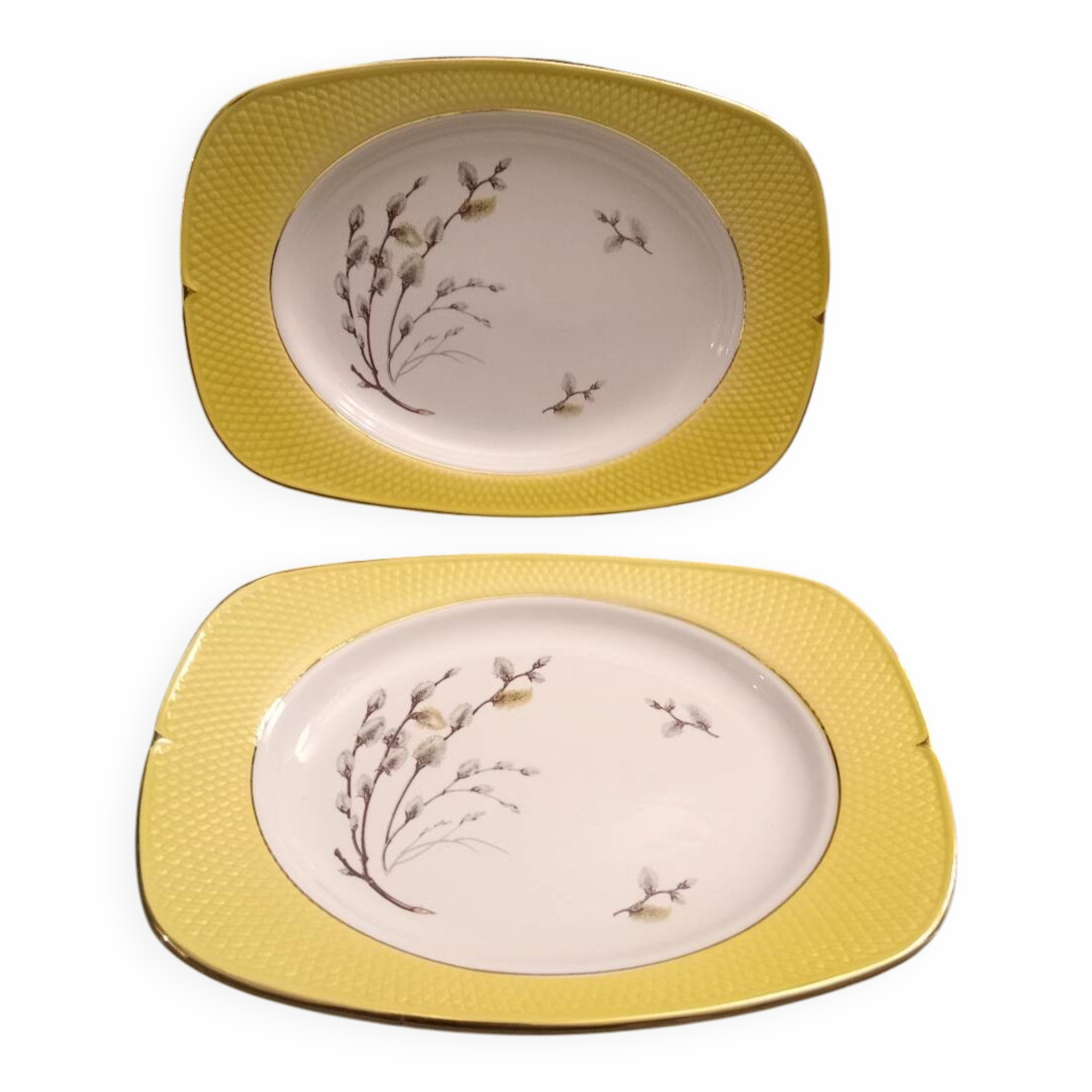 Set of 2 vintage earthenware dishes from Salins