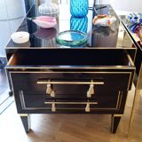 Pair of nightstands in stained glass and brass