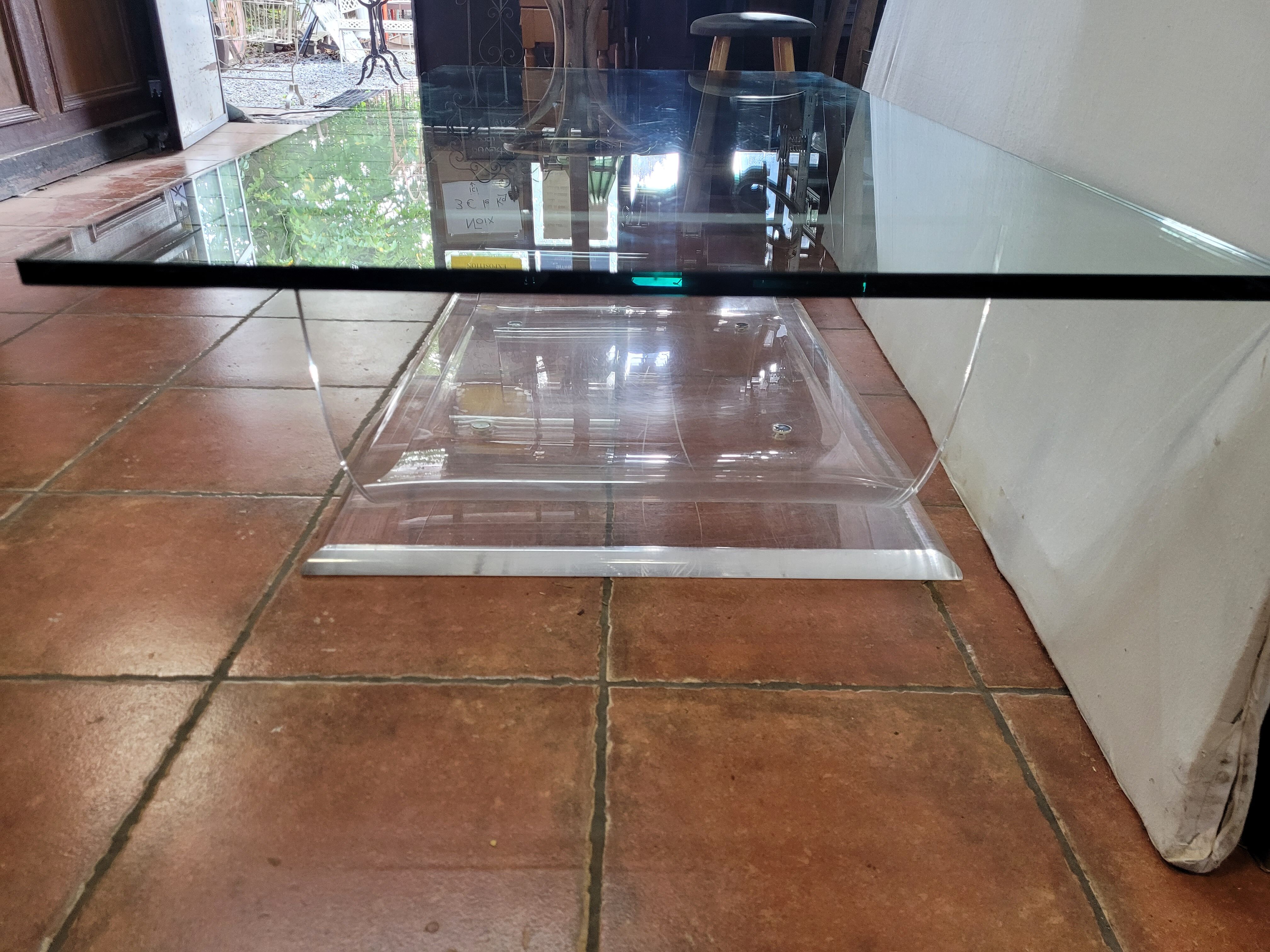 Plexiglas coffee table glass top from the 70s, 140×70cms
