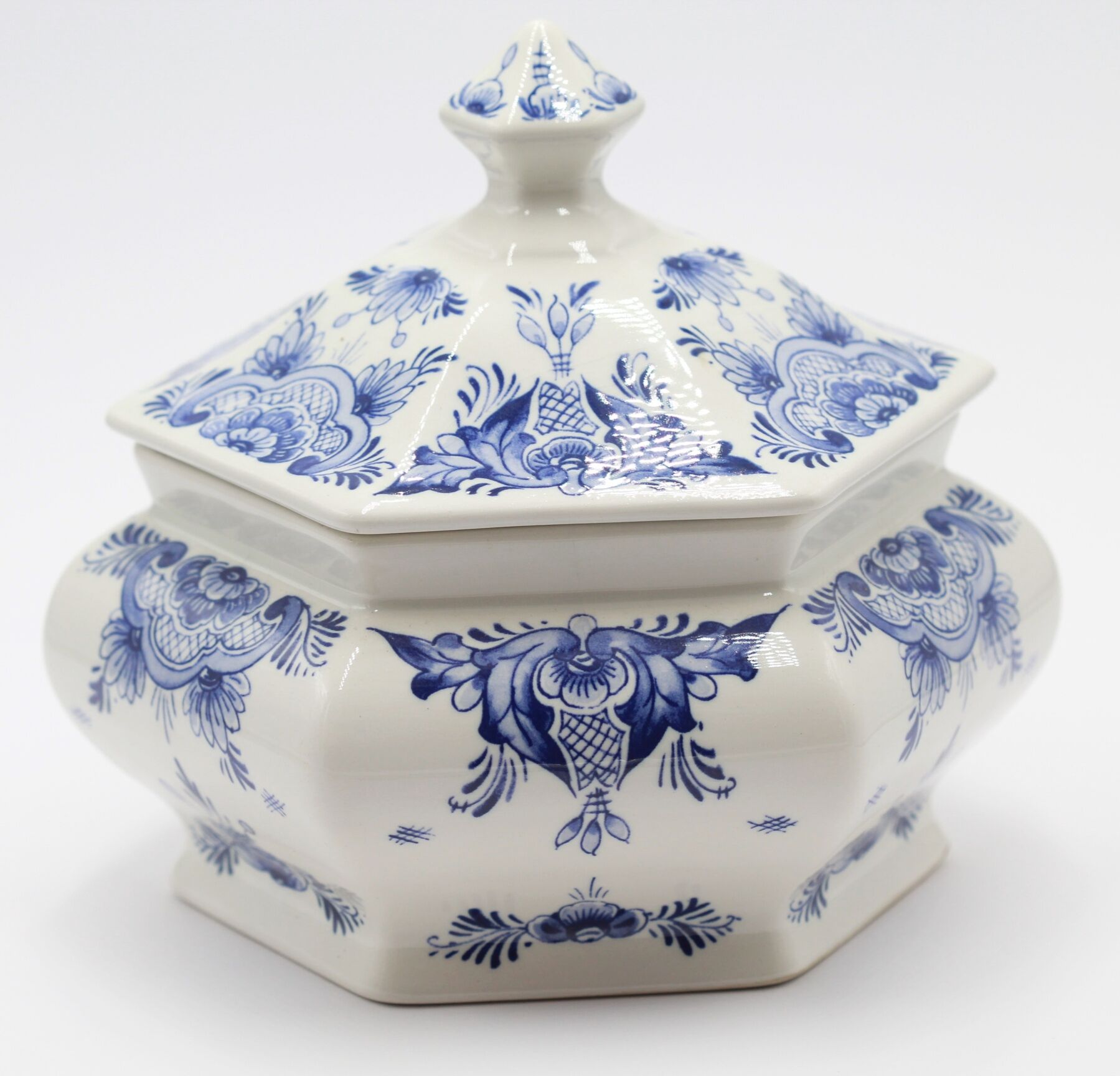 Old blue and white ceramic box