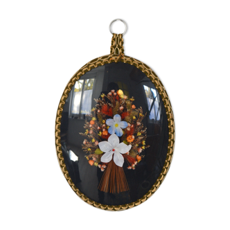 Vintage vegetal painting curved glass