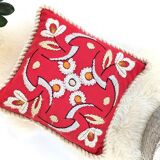Floral decorative cushion | Wool embroidery | 70s