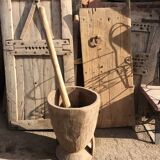 ANCIENT AFRICAN WOODEN MORTAR AND PESTLE 1